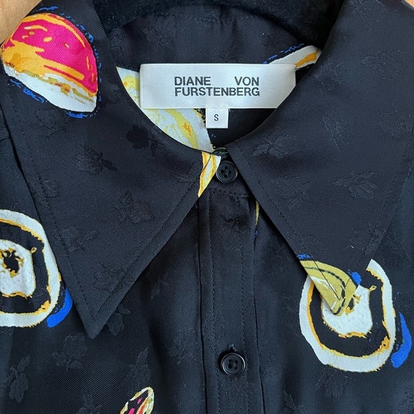 Diane Von Furstenberg Black Multicolor Patterned Dress - Picture 2 of 9